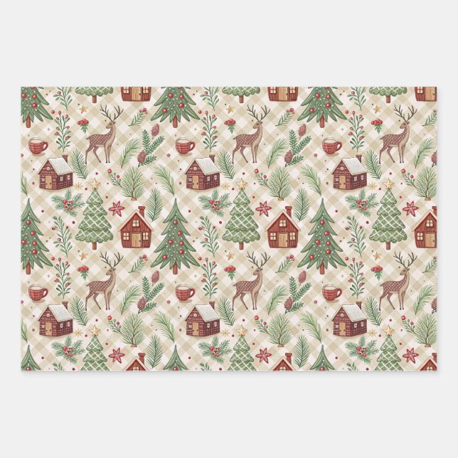 Hoja De Papel De Regalo Aesthetic Holiday Checkered Wrapping Paper (Anverso)