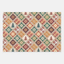 Hoja De Papel De Regalo Aesthetic Holiday Checkered Wrapping Paper