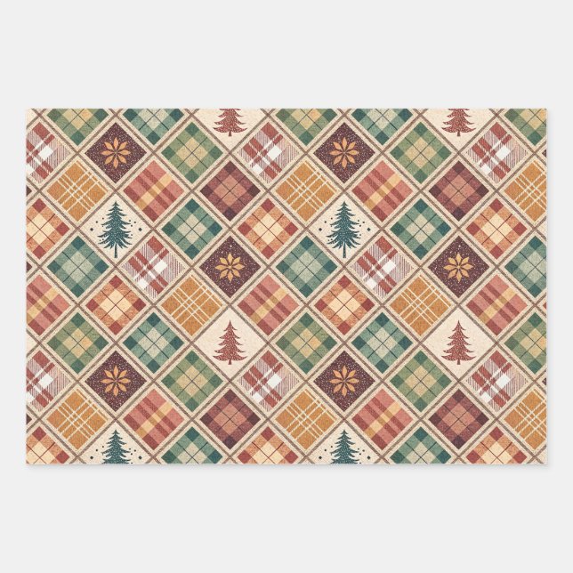Hoja De Papel De Regalo Aesthetic Holiday Checkered Wrapping Paper (Anverso)