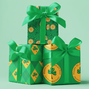 Hoja De Papel De Regalo Afortunadamente, el oro verde de los trébol acumul