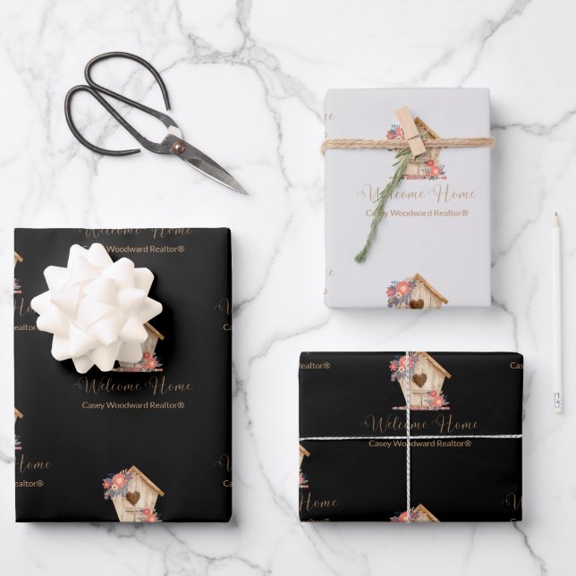 Hoja De Papel De Regalo Agente Inmobiliario Personalizado de Bienvenida en (Anverso)