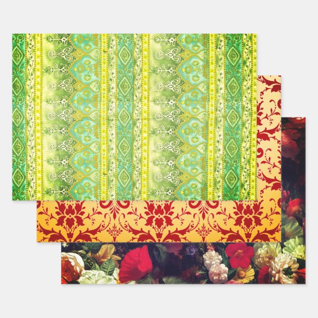 Hoja De Papel De Regalo Agra, Damask y Fleuresse (Set)