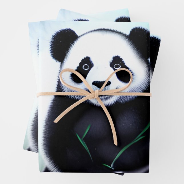 Hoja De Papel De Regalo Agradable, Cuidadoso Oso Panda (In situ)