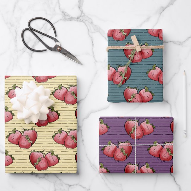 Hoja De Papel De Regalo Agua de fresas de verano (Anverso)