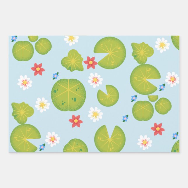 Hoja De Papel De Regalo Agua Lilypad Floral Pond (Anverso)