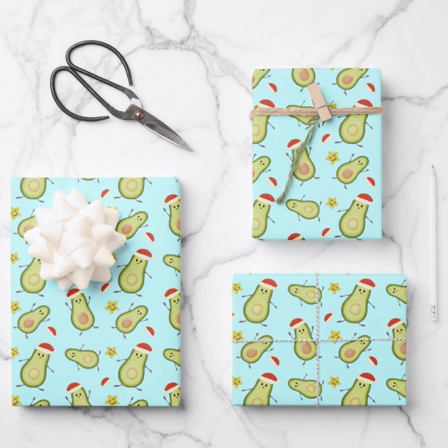 Hoja De Papel De Regalo Aguacates y Navidad (Anverso)