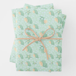 Hoja De Papel De Regalo Aguas marinas verdes y burbujas