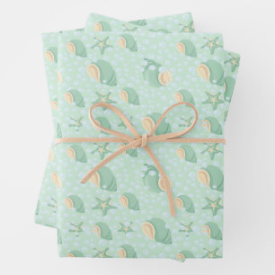 Hoja De Papel De Regalo Aguas marinas verdes y burbujas