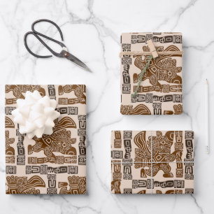Hoja De Papel De Regalo Águila azteca guerrera arte tribal antiguo