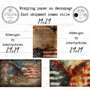 Hoja De Papel De Regalo Águila Calva Patriótica We The People Decoupage