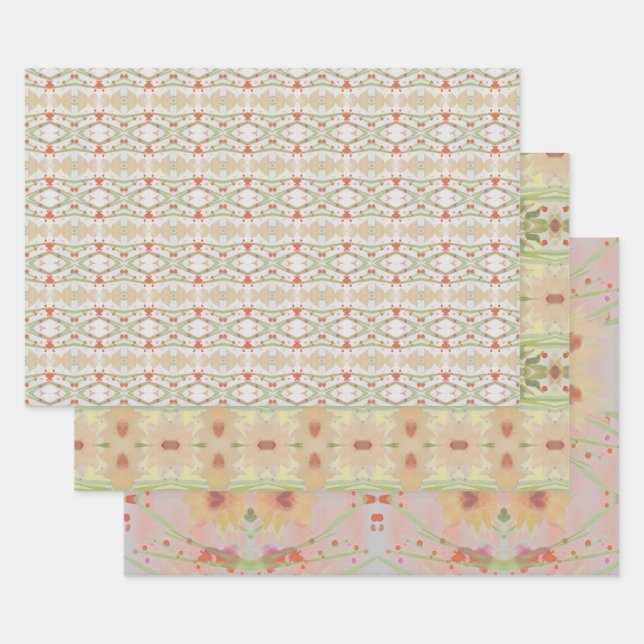 Hoja De Papel De Regalo Ajuste De Hoja Con Tres Diseños Diferentes (Set)