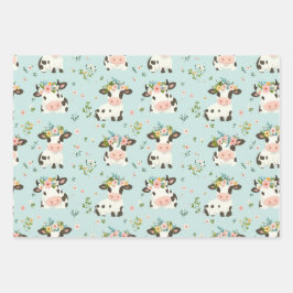 Hoja De Papel De Regalo Ajuste De Regalo De Flor De Vaca Cuta Para Cualqui