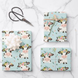 Hoja De Papel De Regalo Ajuste De Regalo De Flor De Vaca Cuta Para Cualqui