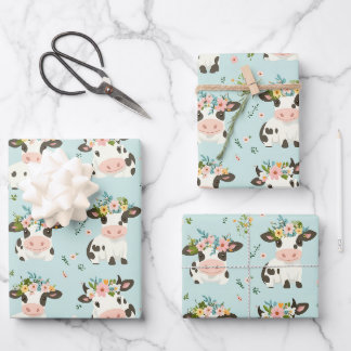 Hoja De Papel De Regalo Ajuste De Regalo De Flor De Vaca Cuta Para Cualqui