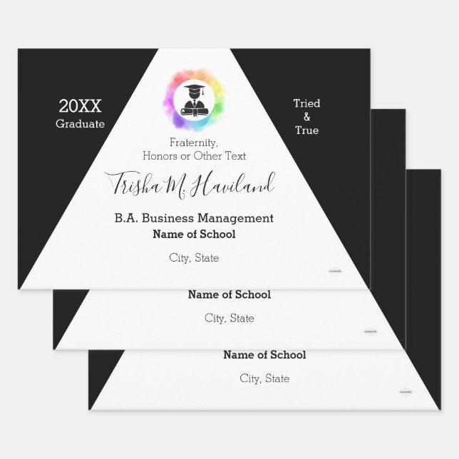 Hoja De Papel De Regalo Ajuste de regalo de graduación HAMbyWG en blanco y (Set)