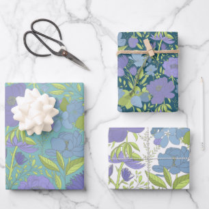 Hoja De Papel De Regalo Ajuste de regalo morado y floral de cal
