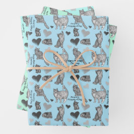 Hoja De Papel De Regalo Ajuste personalizado de regalo de gato y gatito en