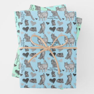 Hoja De Papel De Regalo Ajuste personalizado de regalo de gato y gatito en