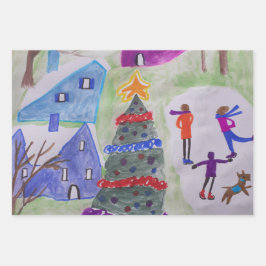 Hoja De Papel De Regalo Aldea de los navidades