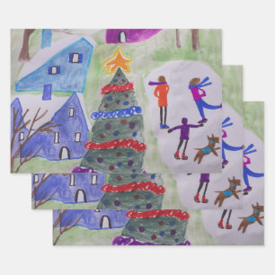 Hoja De Papel De Regalo Aldea de los navidades