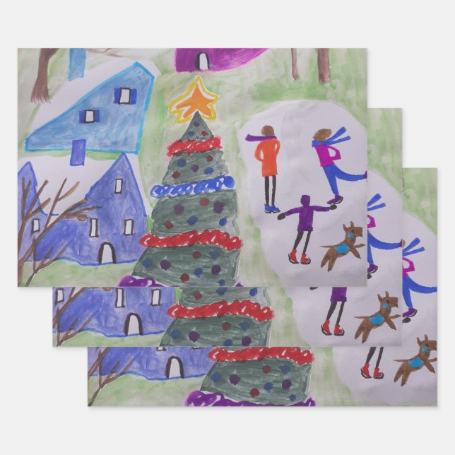 Hoja De Papel De Regalo Aldea de los navidades (Set)