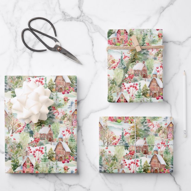 Hoja De Papel De Regalo Aldea de los Navidades caprichosos (Anverso)