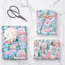 Aldea de Navidades rosas y azules