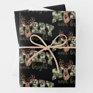 Hoja De Papel De Regalo Alegre y Brillante Camo Ciervo Arco Exterior País 