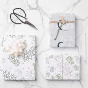 Hoja De Papel De Regalo Alegre y Brillante con Muérdago 