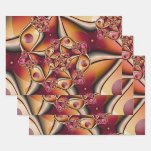 Hoja De Papel De Regalo Alegría Colorida Abstracta Rojo Naranja Fantasía F