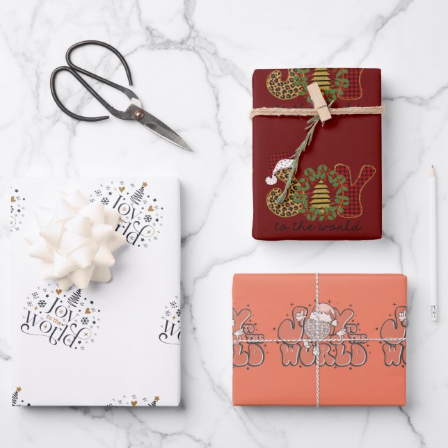 Hoja De Papel De Regalo Alegría de los navidades al mundo | NAVIDADES (Anverso)