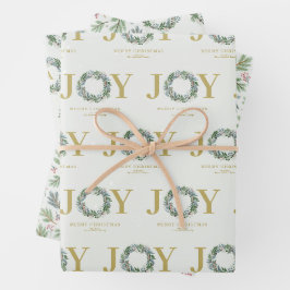 Hoja De Papel De Regalo "Alegría" Navidades Wreath