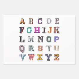 Hoja De Papel De Regalo Alfabeto atrevido vintage a-z