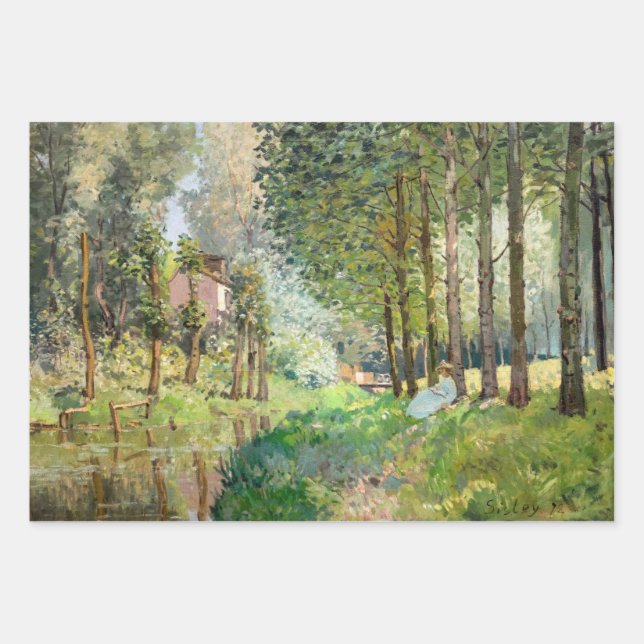 Hoja De Papel De Regalo Alfred Sisley - Descansa a lo largo del Stream (Anverso)