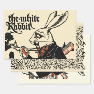 Hoja De Papel De Regalo Alice Conejo Blanco Clásico País de las Maravillas