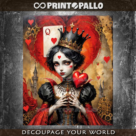 Hoja De Papel De Regalo Alice in Wonderland - Queen of Hearts - Decoupage 