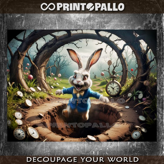 Hoja De Papel De Regalo Alice in Wonderland: Rabbit jump! - Decoupage  (Subido por el creador)