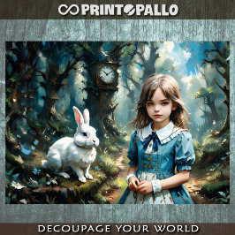 Hoja De Papel De Regalo Alice in Wonderland, The White Rabbit - Decoupage 