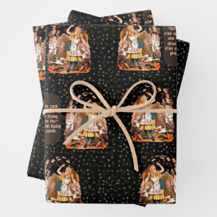 Hoja De Papel De Regalo Alice jugando cartas negras
