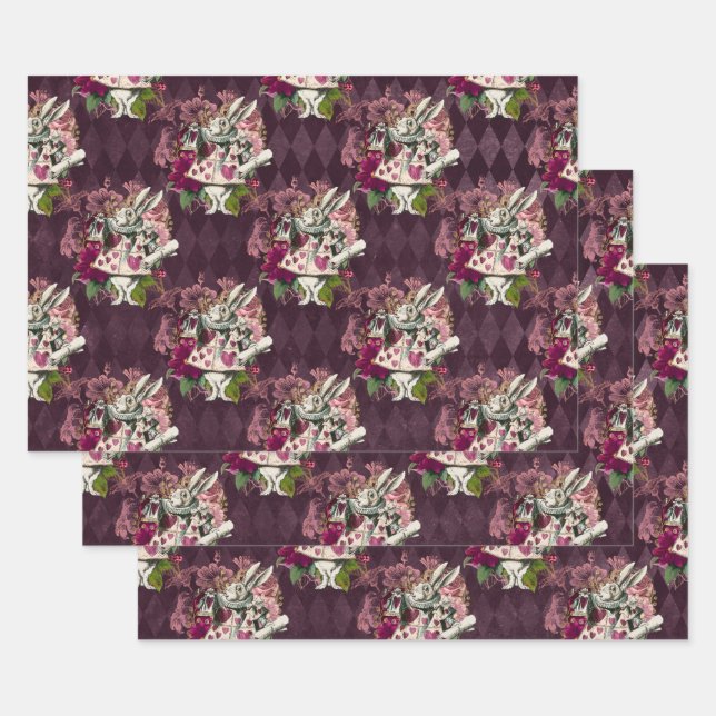 Hoja De Papel De Regalo Alicia en el morado de conejo de maravillas (Set)