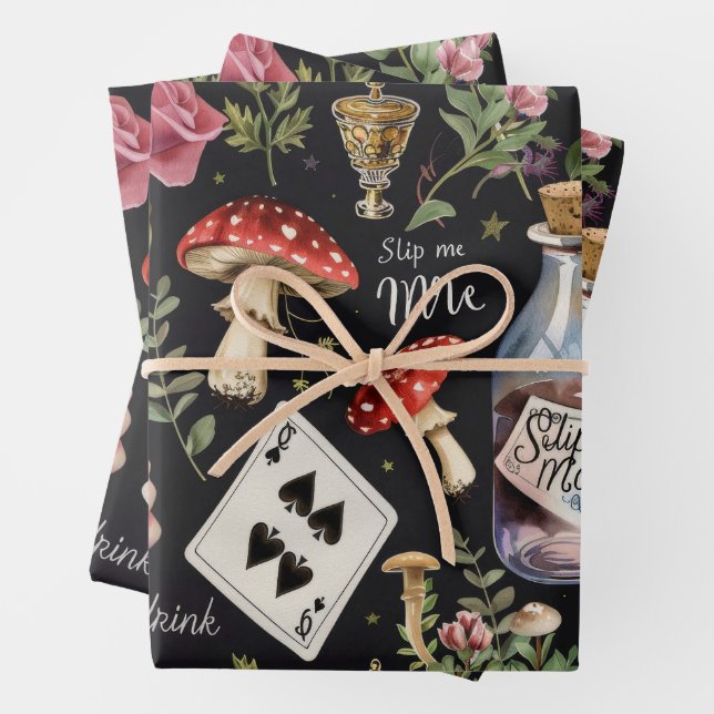 Hoja De Papel De Regalo Alicia en el patrón del país de las maravillas (In situ)