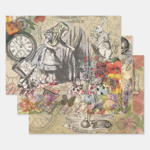 Hoja De Papel De Regalo Alicia en la tontería de la cortina de las maravil