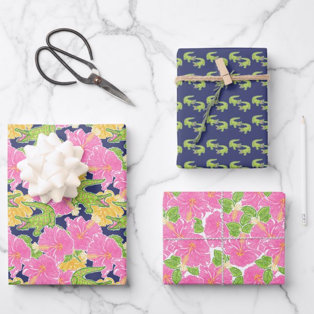 Hoja De Papel De Regalo Alligantes De Playa Cute Palm (Anverso)