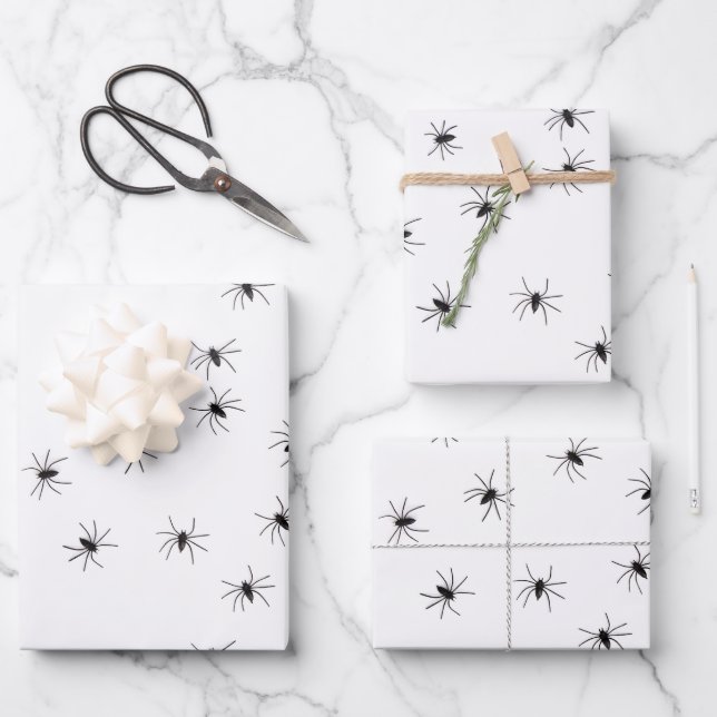 Hoja De Papel De Regalo Allover Spiders Halloween (Anverso)
