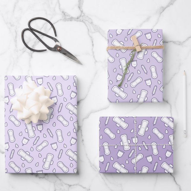 Hoja De Papel De Regalo Almohadilla Tampon Blanco Púrpura De La Hija Prime (Anverso)