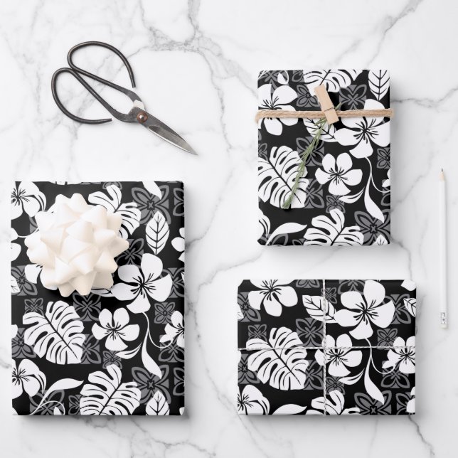 HOJA DE PAPEL DE REGALO ALOHA FRIDAY (NEGRO) (Anverso)