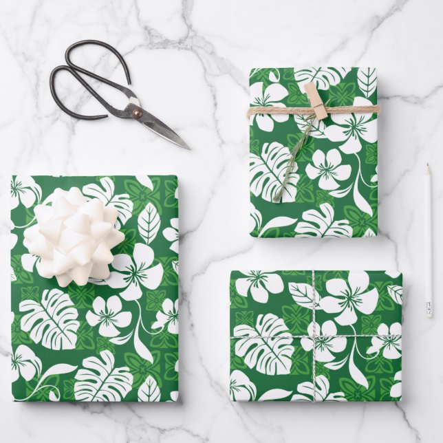 HOJA DE PAPEL DE REGALO ALOHA FRIDAY (VERDE) (Anverso)
