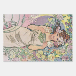 Hoja De Papel De Regalo Alphonse Mucha, Flores