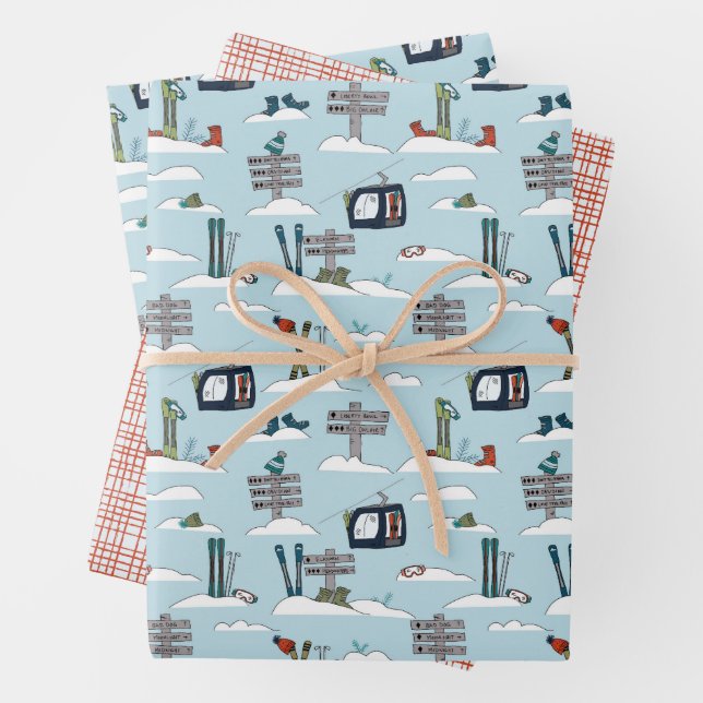 Hoja De Papel De Regalo Alpine Ski Wrapping Paper Flat Sheet Set of 3 (In situ)