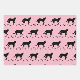 Hoja De Papel De Regalo Ama a tu gato rosa y negro gato